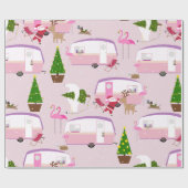 Papier Cadeau parc de remorques flamingo père Noël (Plat)