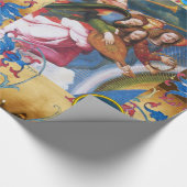 PAPIER CADEAU PARCHEMENT D'ANGELS MUSICAUX, FLEURS BLEU ROUGE, G (Coin)