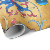 PAPIER CADEAU PARCHEMENT D'ANGELS MUSICAUX, FLEURS BLEU ROUGE, G (Coin rond)