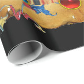 PAPIER CADEAU PARCHEMENT D'ANGELS MUSICAUX, FLEURS BLEU ROUGE, G (Coin rond)