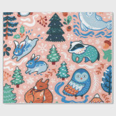 PAPIER CADEAU PARE-CADEAU DE NOËL ET D'HANOUKKA FOREST ANIMALS (Plat)