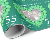 Papier Cadeau Parents émeraude mariage d'anniversaire (Coin rond)