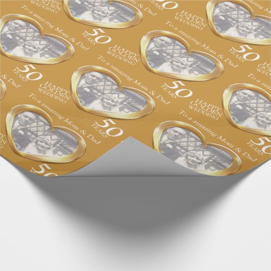 Papier Cadeau Parents mariage d'or anniversaire photo envelopper (Coin)
