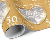 Papier Cadeau Parents mariage d'or anniversaire photo envelopper (Coin rond)