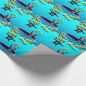 Papier Cadeau paresses trampolining son Noël (Coin)