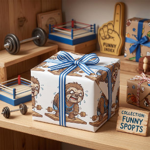 Papier Cadeau Paresseux drôle haltérophile gym sports