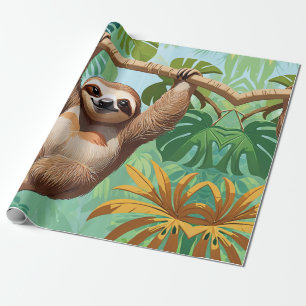 Papier Cadeau Paresseux sur un arbre