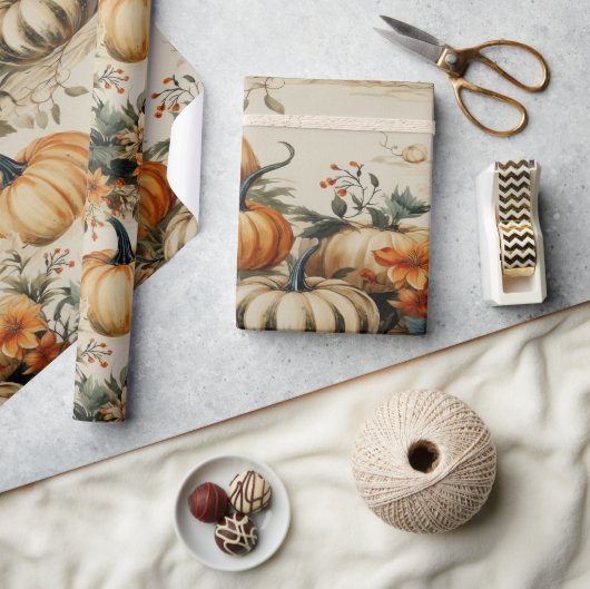Papier Cadeau Parfait Parti Citrouille Halloween Thanksgiving Fa (Artisanat)