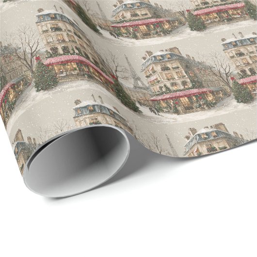 Papier Cadeau Paris en hiver (Coin rond)