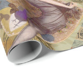 Papier Cadeau Paris Flapper Art Déco Peacock Vintage (Coin rond)