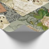 Papier Cadeau Paris France Art Antique Collage Eiffel Français (Coin)