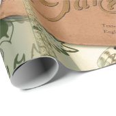 Papier Cadeau Paris France Art Antique Collage Eiffel Français (Coin rond)