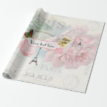 Papier Cadeau Paris Mariage Vintage Shabby-Chic Rose Personnalis<br><div class="desc">Paris thème Mariage Pack prêt à être customisé à vos détails d'événement. Découvrez la gamme complète des produits correspondants dans ce set exclusif et plus encore ici... </div>
