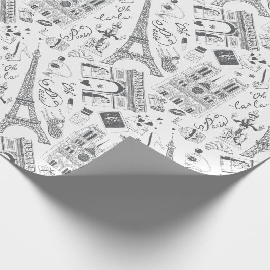 Papier Cadeau Paris noir et blanc (Coin)