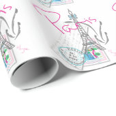 Papier Cadeau Paris Tour Eiffel Avec Amour (Coin rond)