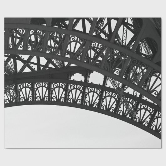 Papier Cadeau Paris Tour Eiffel Papier noir et blanc (Plat)