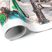 Papier Cadeau Paris vue rue sur le théâtre Café de Wicked (Coin rond)