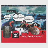 PAPIER CADEAU PARLER DE CHATS DE PIRATE ET NAVIRE DANS LA TEMPÊT (Plat)