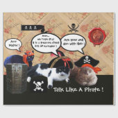 PAPIER CADEAU PARLER DE CHATS DE PIRATE, PIRATES ANCIENS CARTES  (Plat)