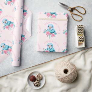 Papier Cadeau Parrot Bébé Bleu mignon et adorable