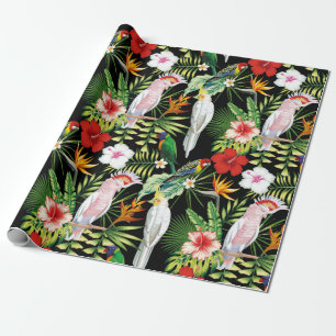 Papier Cadeau Parrot et Macaw avec Motif Plante tropical