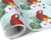 Papier Cadeau Parrot floral rouge Macaw Tropical Bird (Coin rond)