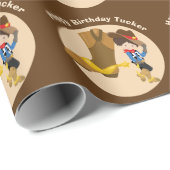 Papier Cadeau Parti Anniversaire de enfant Cowboy Nom des garçon (Coin rond)