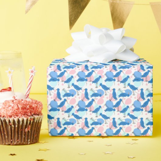 Papier Cadeau Parti de l'Oiseau Bleu (Fête d'anniversaire)