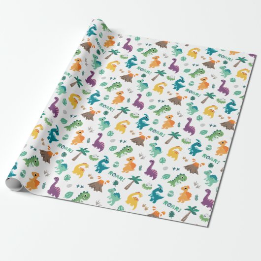 Papier Cadeau Parti motif Baby Dino (Déroulé)