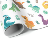 Papier Cadeau Parti motif Baby Dino (Coin rond)