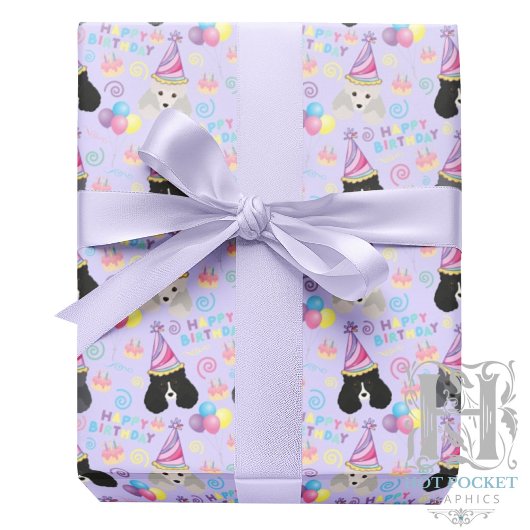 Papier Cadeau Parti Poodle Wrapping Paper in Purple