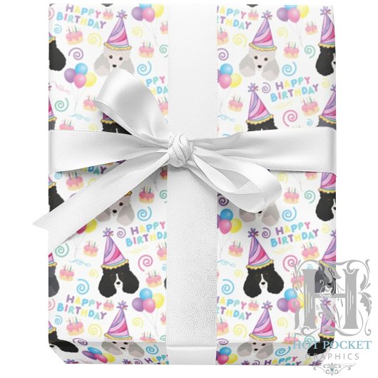 Papier Cadeau Parti Poodle Wrapping Paper in White