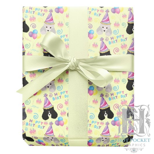 Papier Cadeau Parti Poodle Wrapping Paper in Yellow