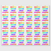 Papier Cadeau Partie adoptée aimée choisie Recherchée de jour (Plat)