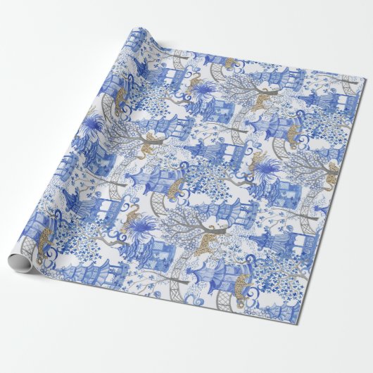Papier Cadeau Partie de léopard dans la pagoda Forêt-Bleue et (Déroulé)