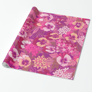 Papier Cadeau Partie rose florale vintage de prune de pensée