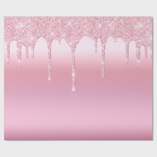 Papier Cadeau Parties scintillant à goutte rose (Plat)