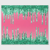 Papier Cadeau Parties scintillant à goutte verte Couleur Chic Pi (Plat)