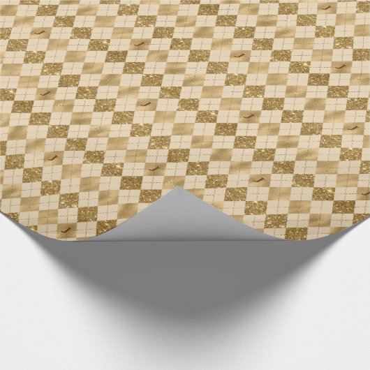 Papier Cadeau Parties scintillant à huile d'or Harlequin Monogra (Coin)