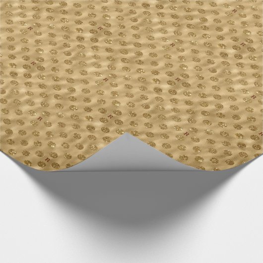 Papier Cadeau Parties scintillant à huile d'or Polka point Monog (Coin)