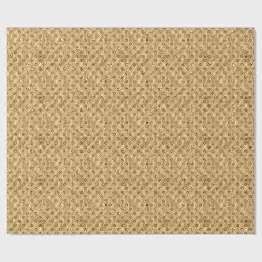 Papier Cadeau Parties scintillant à huile d'or Polka point Monog (Plat)