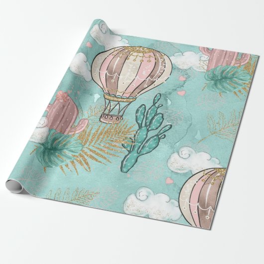 Papier Cadeau Parties scintillant amusante Désert Llama (Déroulé)