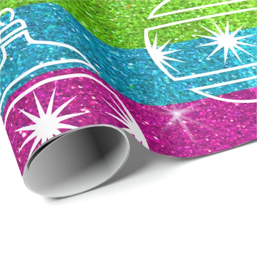 Papier Cadeau Parties scintillant arc-en-ciel Gay Noël (Coin rond)