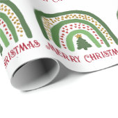 Papier Cadeau Parties scintillant arc-en-ciel rouge or vert (Coin rond)