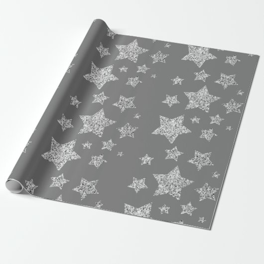 Papier Cadeau Parties scintillant argent scintille Étoiles motif (Déroulé)