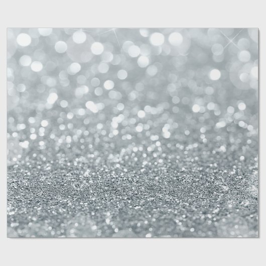 Papier Cadeau Parties scintillant Argent Sparkle Bokeh Lights Gl (Plat)