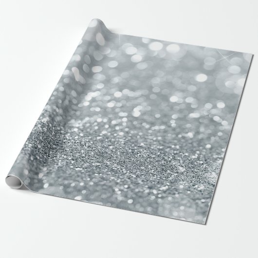 Papier Cadeau Parties scintillant Argent Sparkle Bokeh Lights Gl (Déroulé)