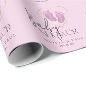 Papier Cadeau Parties scintillant Bébé Bébé Fille Douche (Coin rond)