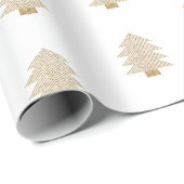 Papier Cadeau Parties scintillant blanche brillante or arbres de (Coin rond)