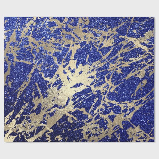 Papier Cadeau Parties scintillant Bleue Cobalt Sepia Or Marbre P (Plat)